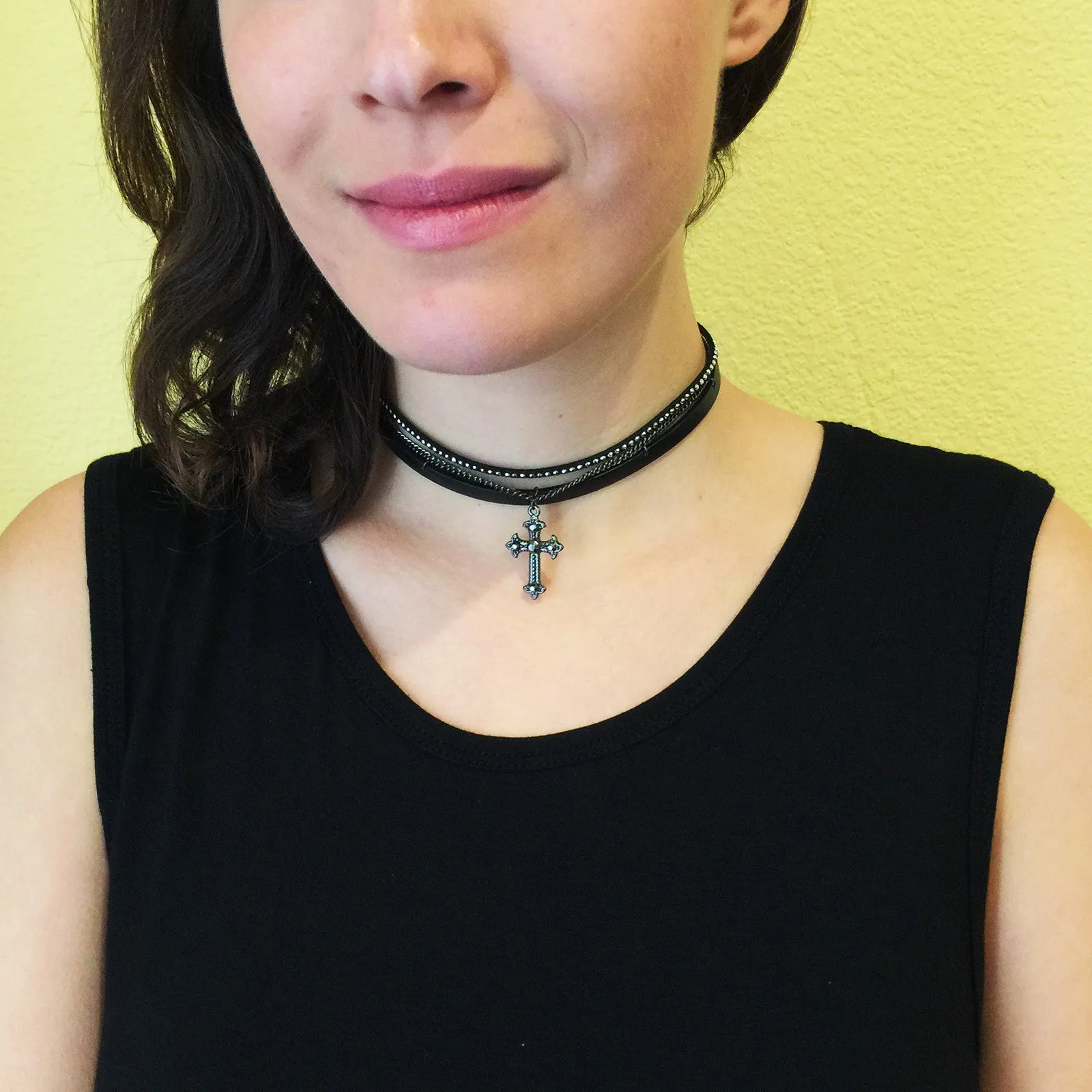 Studded Cross Choker