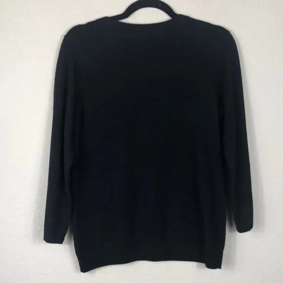Talbots black lambs wool blend sweater sz medium minimalist neutral classic chic