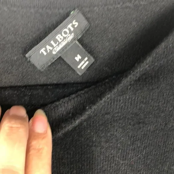 Talbots black lambs wool blend sweater sz medium minimalist neutral classic chic