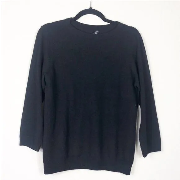 Talbots black lambs wool blend sweater sz medium minimalist neutral classic chic