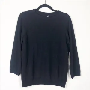Talbots black lambs wool blend sweater sz medium minimalist neutral classic chic