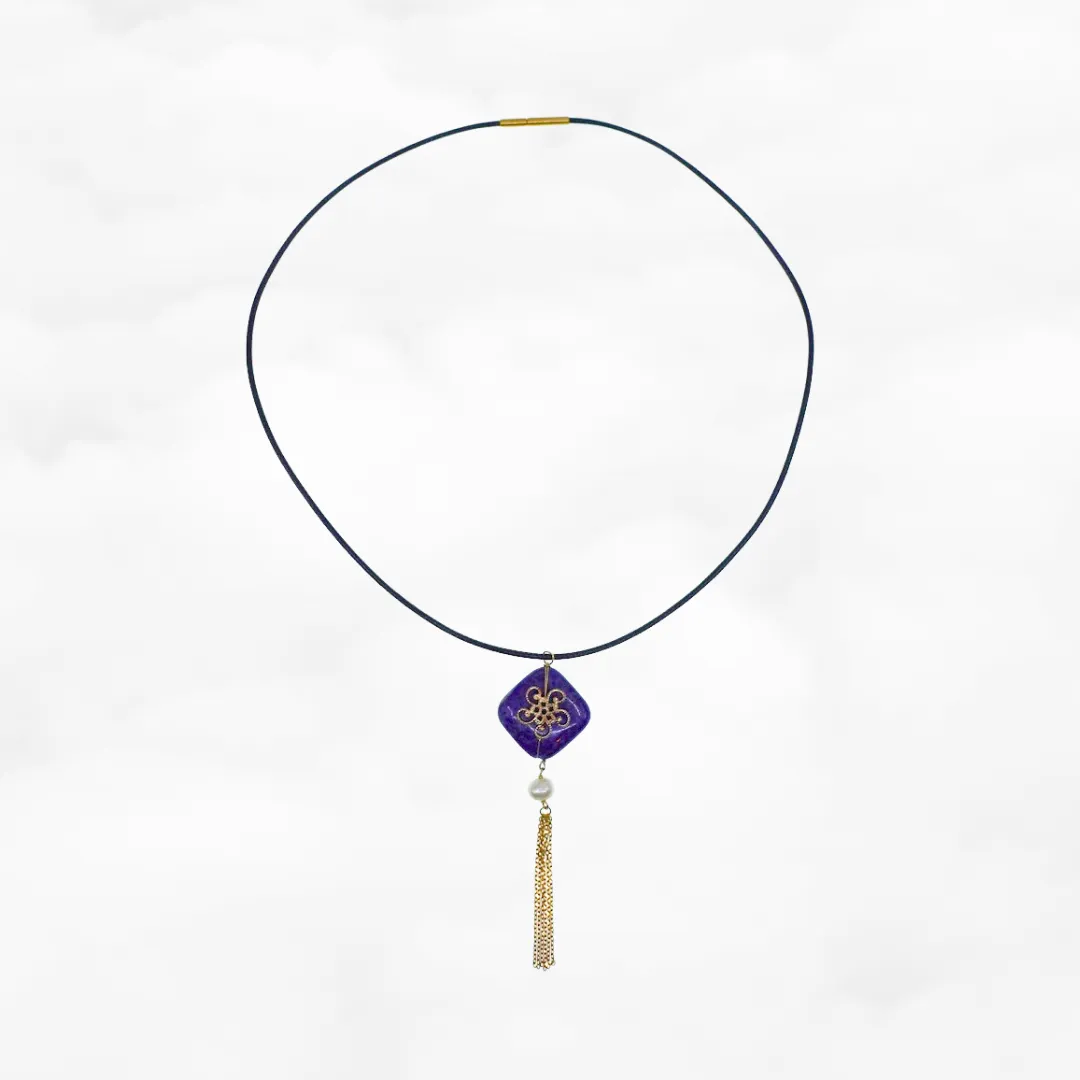 Tassel Lapis Leather Necklace