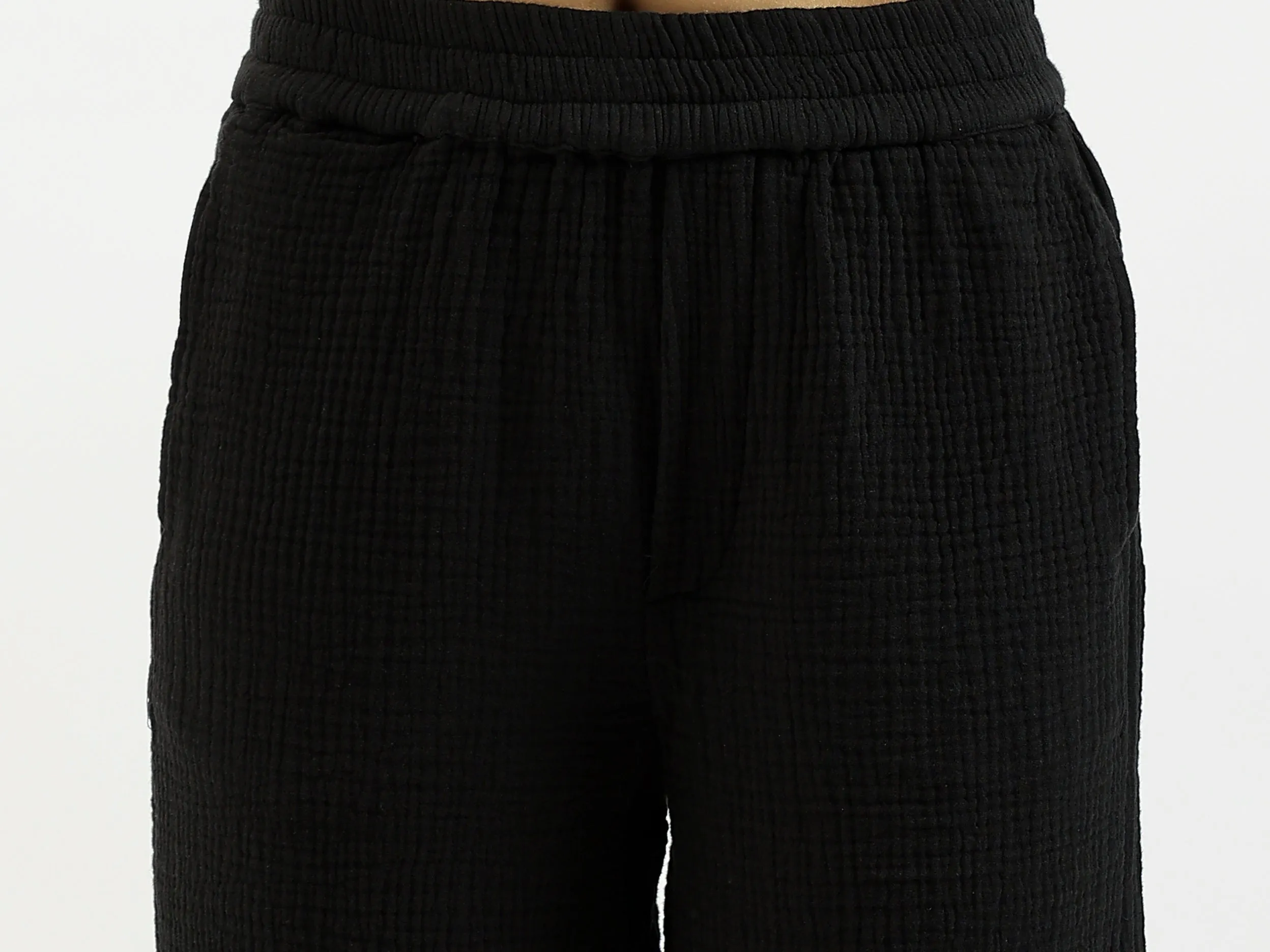 Textured Wide Leg Cheese Cloth Pants