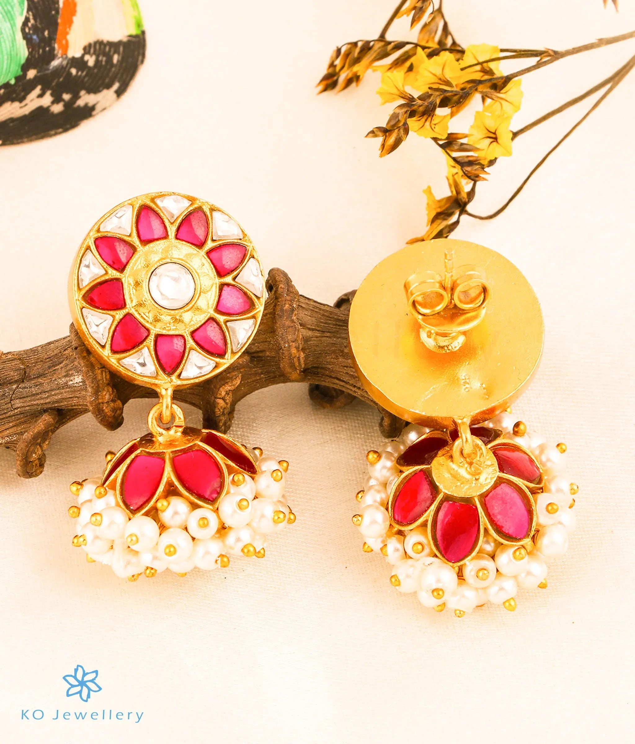 The Ankush Silver Kundan Jhumkas