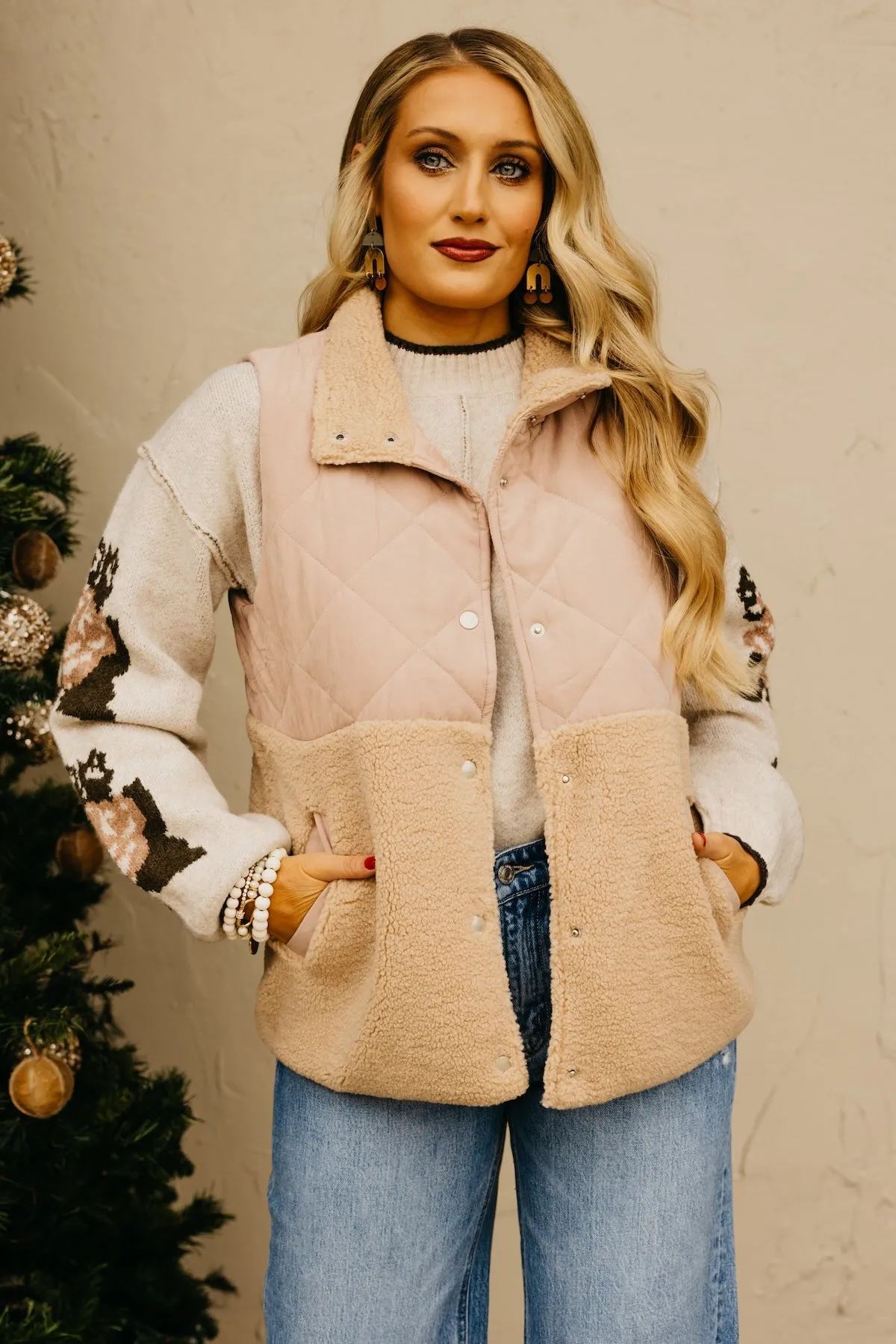 The Harriet Quilted Shearling Vest