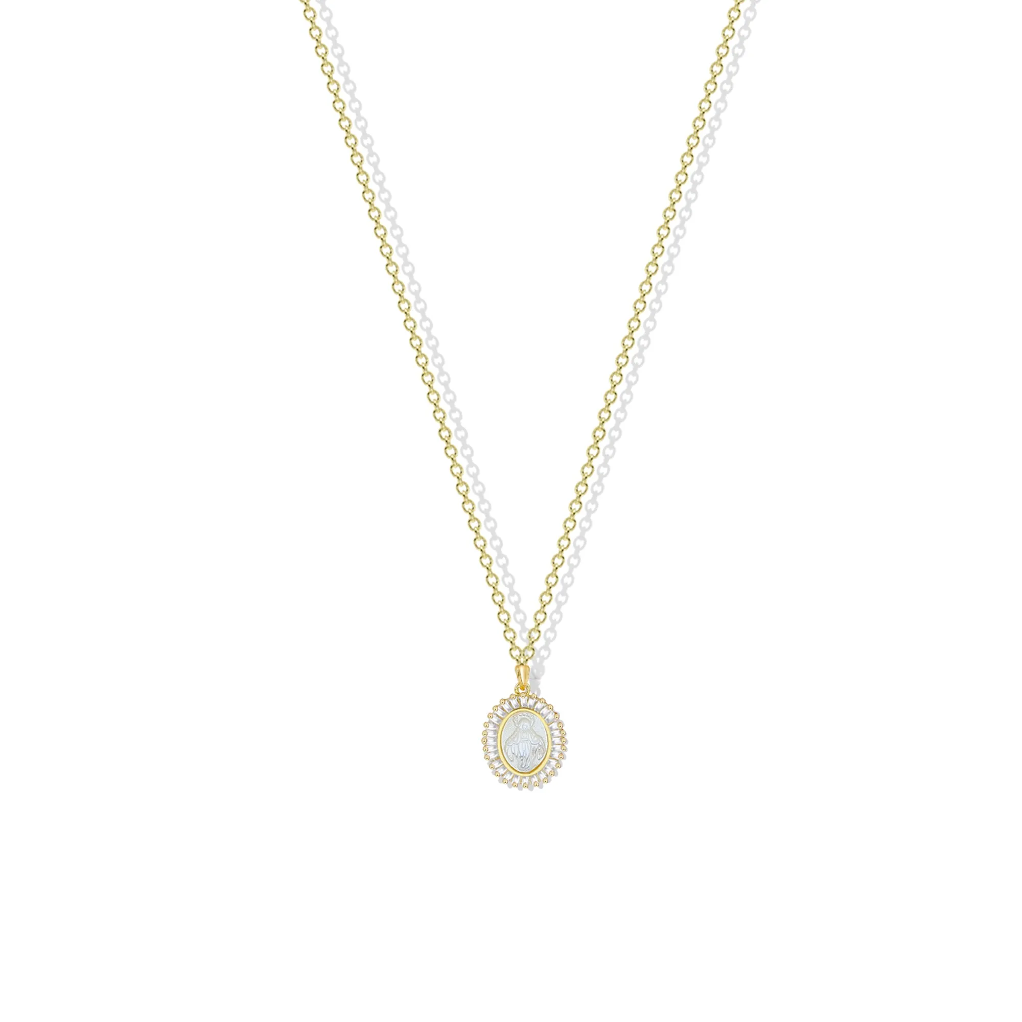 THE MOTHER OF PEARL VIRGIN MARY NECKLACE