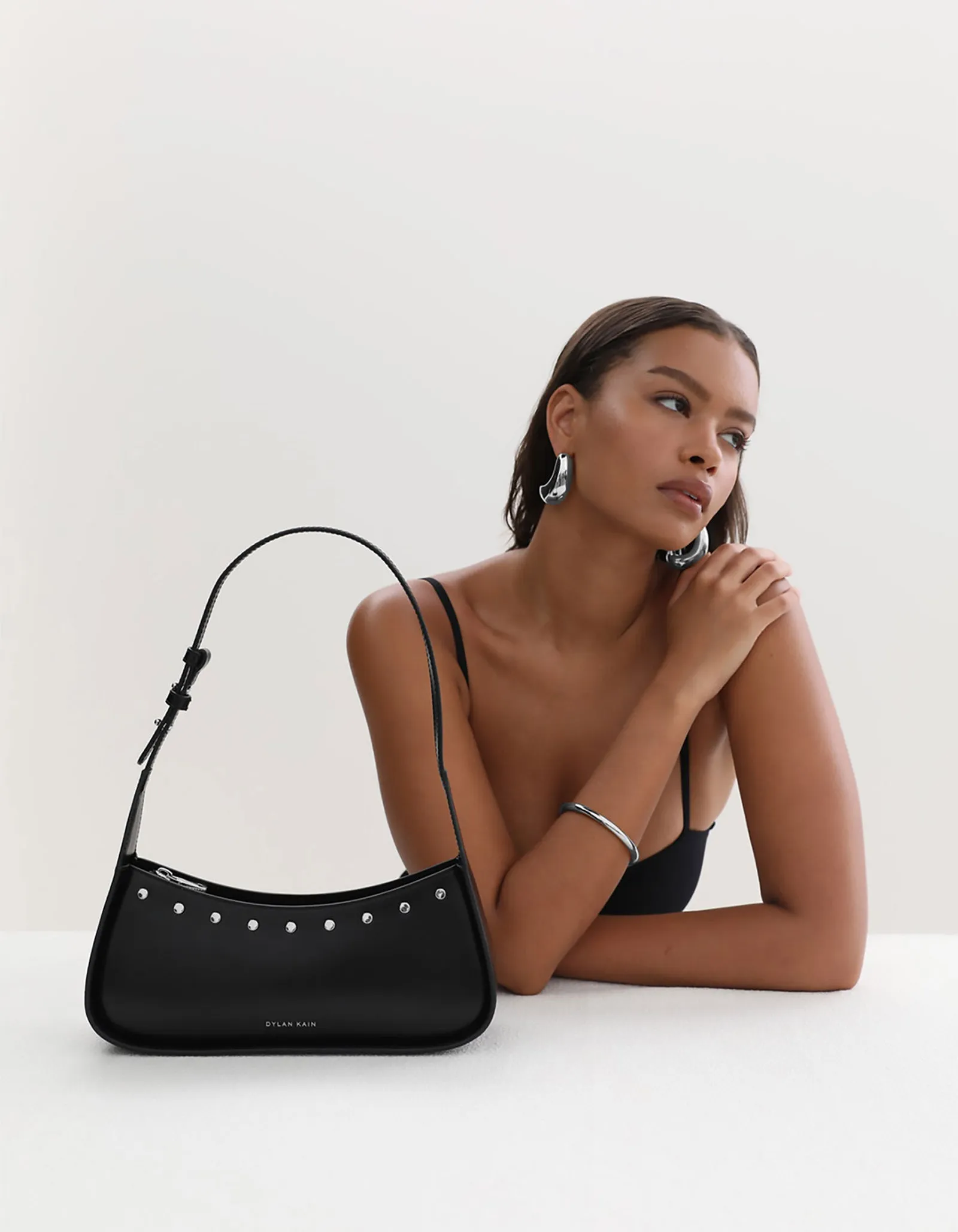 The Remi Studded Bag - Silver/Black
