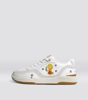 The Simpsons UBA White Leather Lisa Flowers Sneaker Women