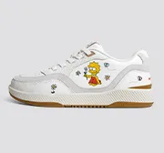 The Simpsons UBA White Leather Lisa Flowers Sneaker Women