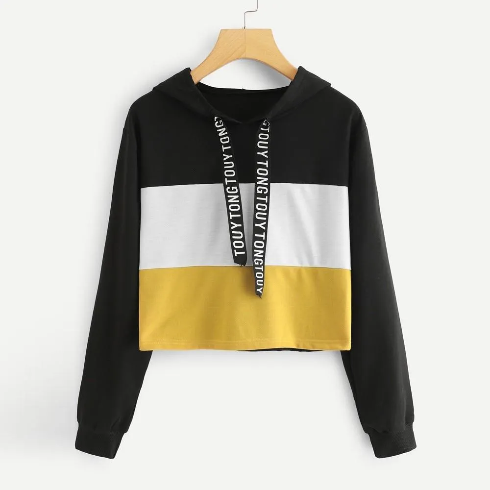 Three Tone Crop Hoodie