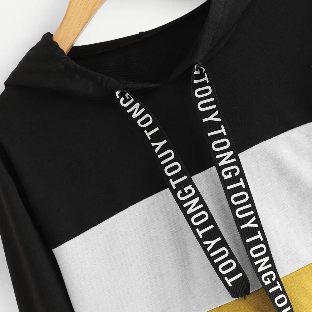 Three Tone Crop Hoodie