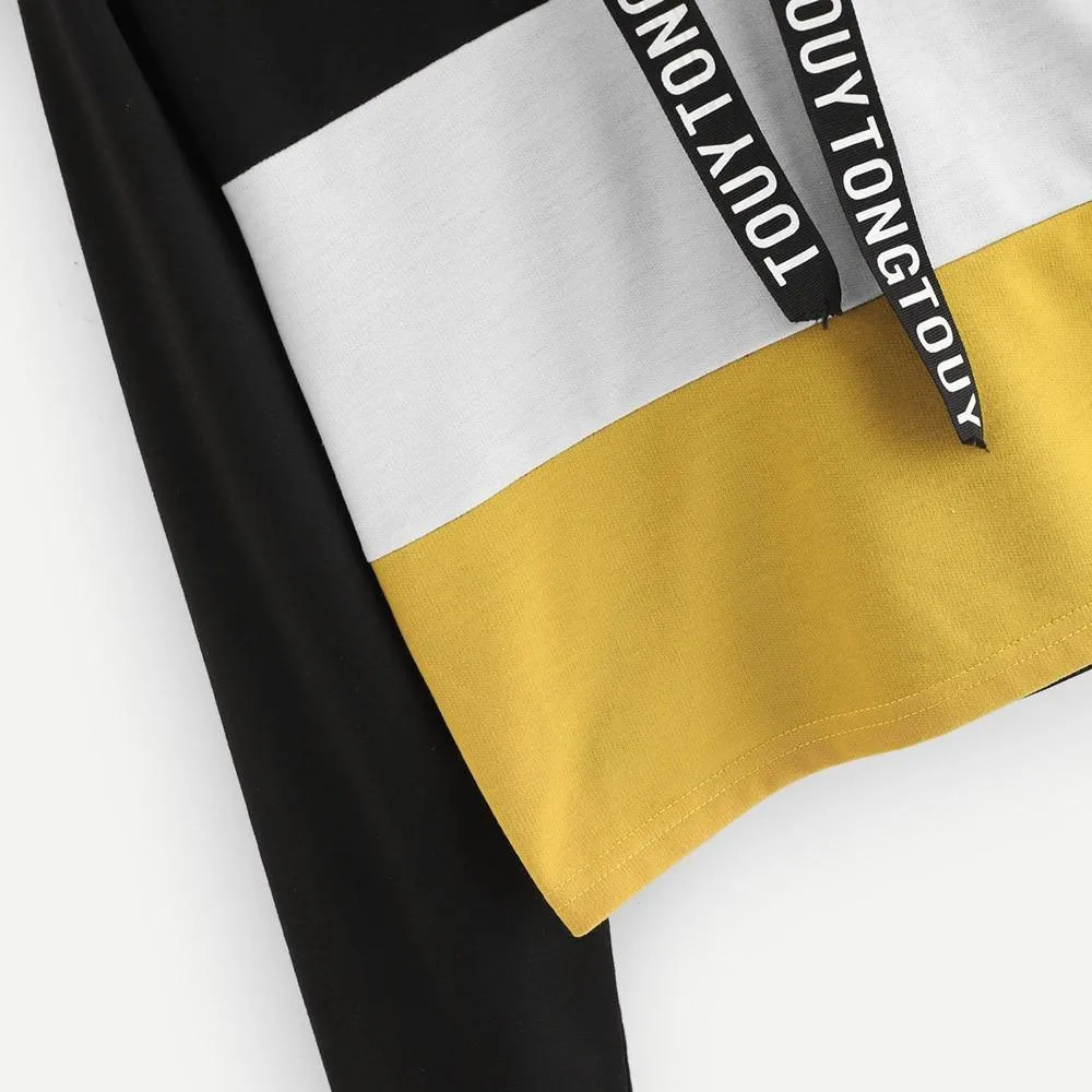 Three Tone Crop Hoodie