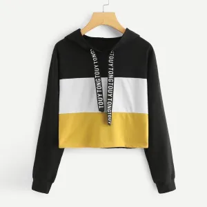 Three Tone Crop Hoodie