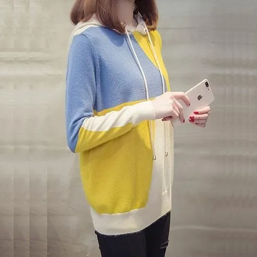 Three Tone Hooded Sweater