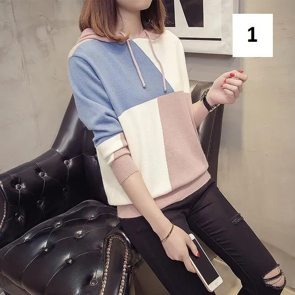Three Tone Hooded Sweater