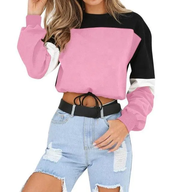 Three Tone Lace-Tied Hem Sweatshirt