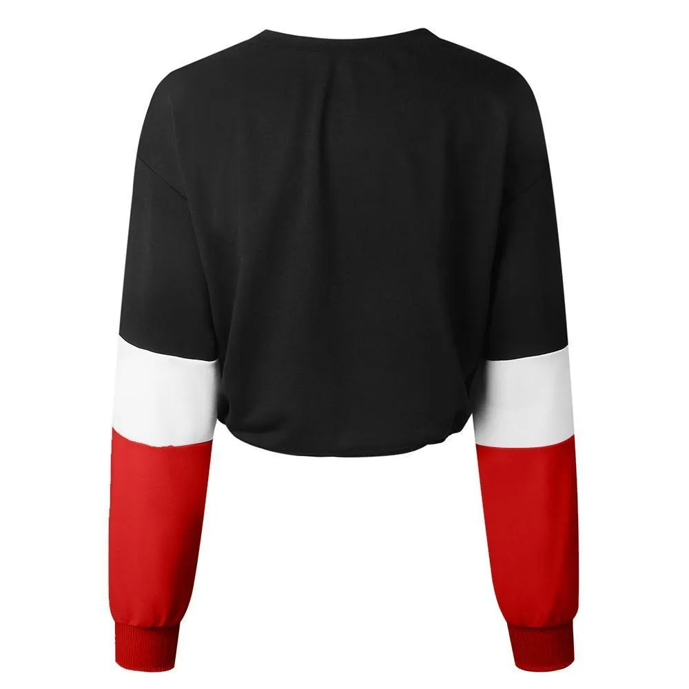 Three Tone Lace-Tied Hem Sweatshirt
