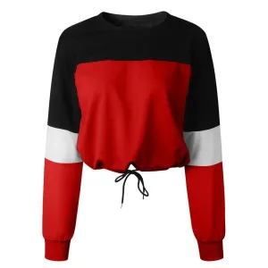 Three Tone Lace-Tied Hem Sweatshirt