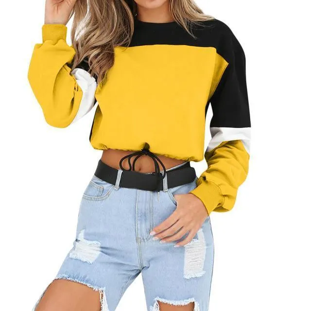 Three Tone Lace-Tied Hem Sweatshirt