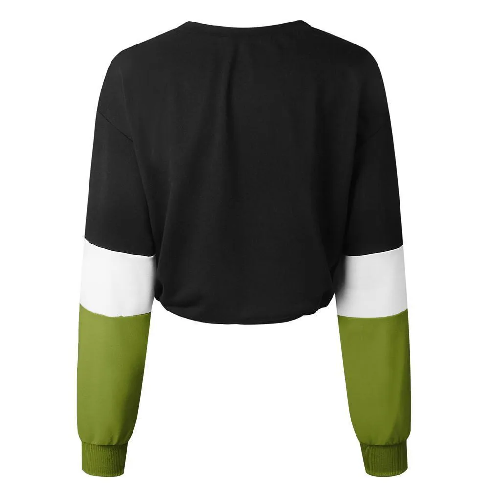 Three Tone Lace-Tied Hem Sweatshirt