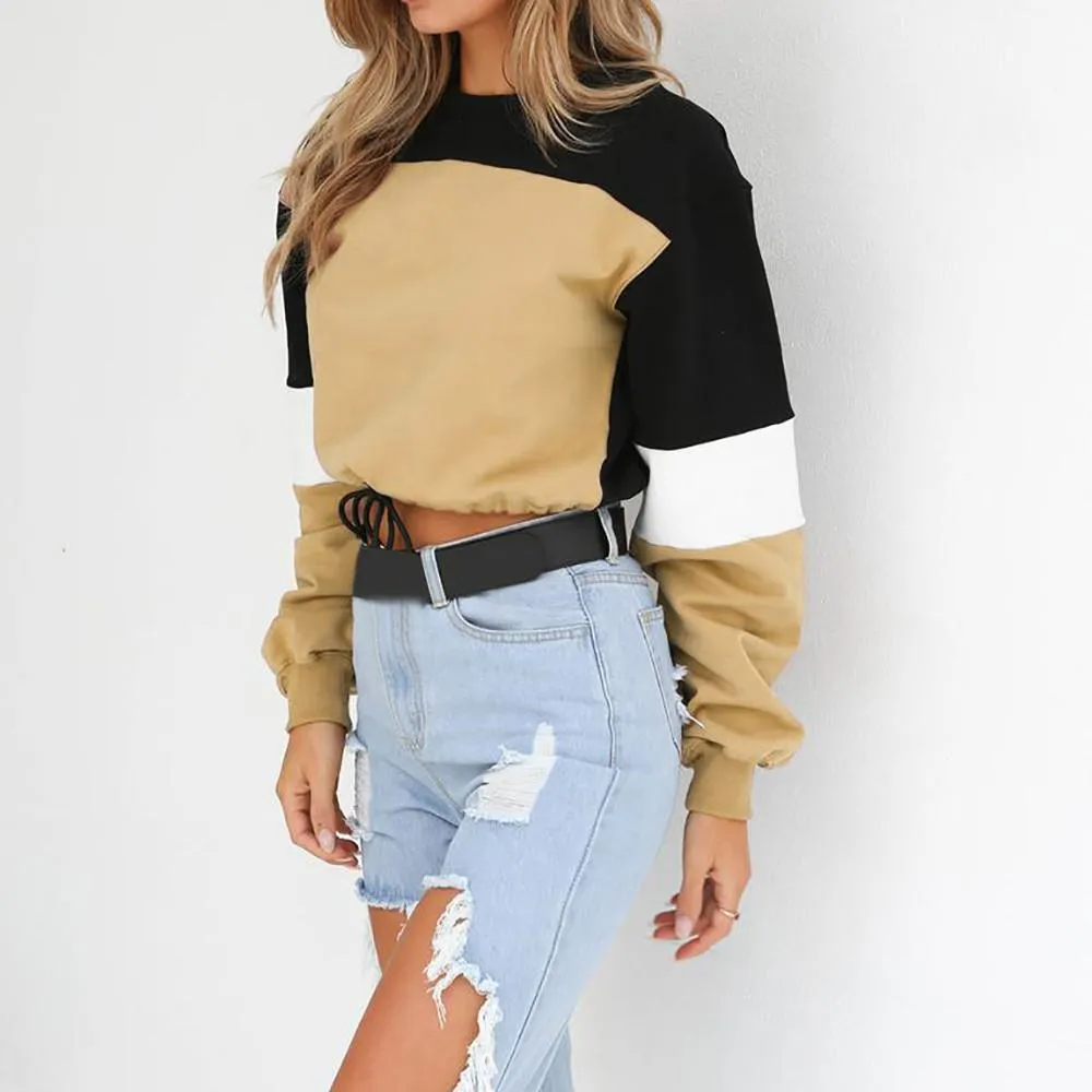 Three Tone Lace-Tied Hem Sweatshirt