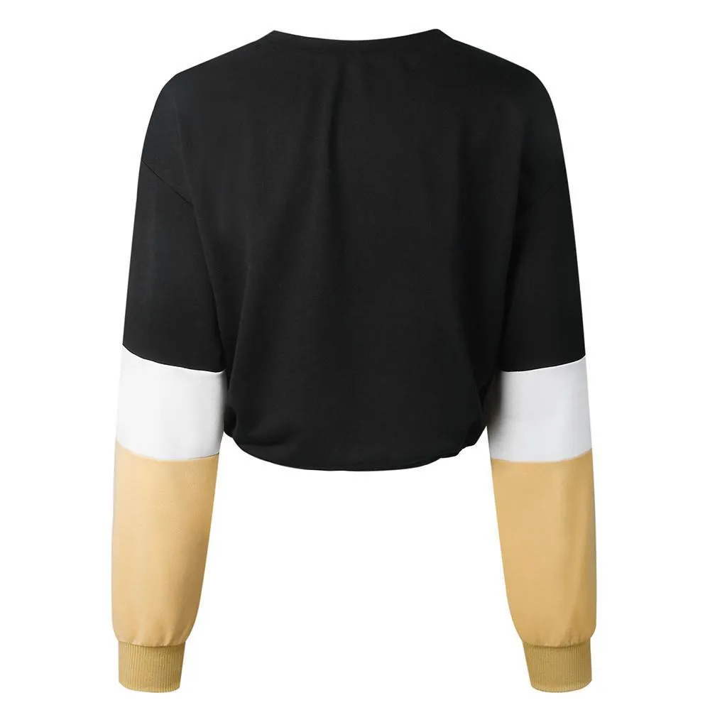 Three Tone Lace-Tied Hem Sweatshirt