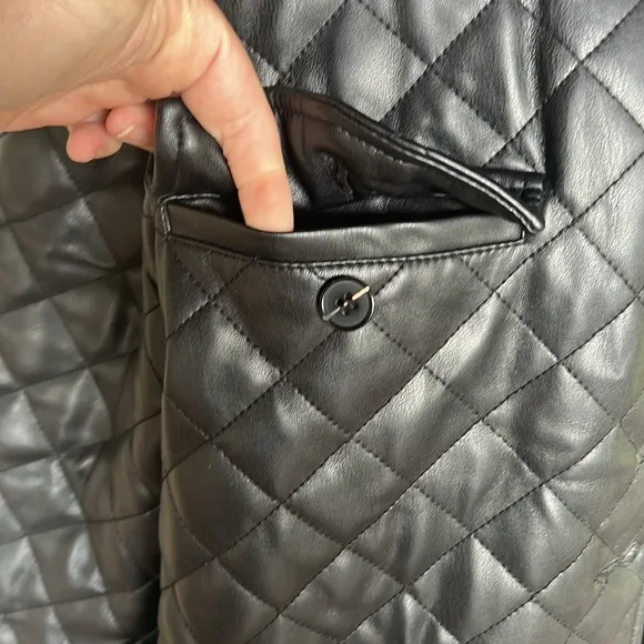 Topshop “Quinn” Faux Leather Quilted Jacket