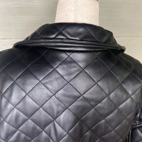 Topshop “Quinn” Faux Leather Quilted Jacket