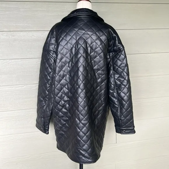 Topshop “Quinn” Faux Leather Quilted Jacket