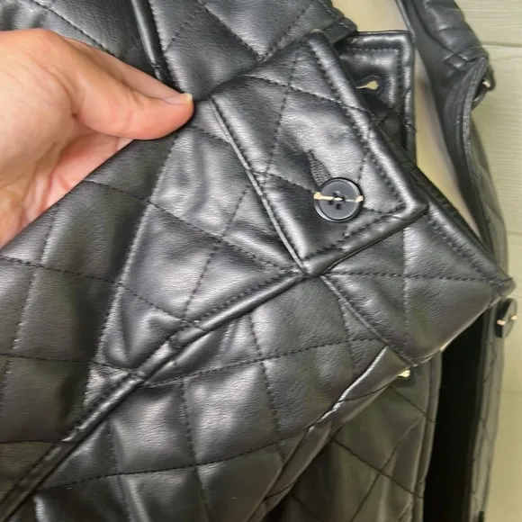 Topshop “Quinn” Faux Leather Quilted Jacket