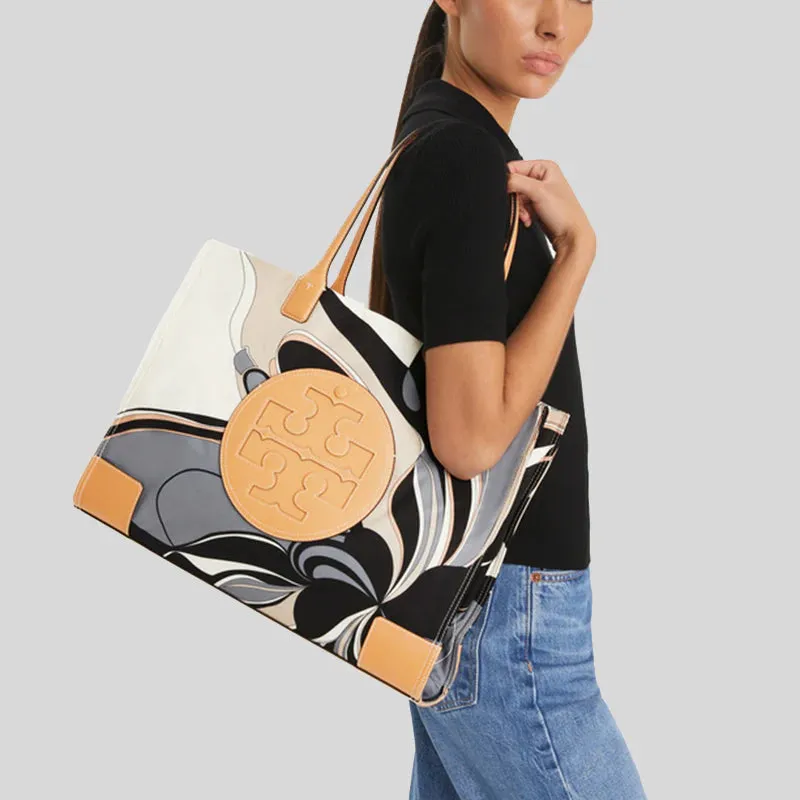 TORY BURCH Ella Tulip Printed Tote Bag Natural Multi RB-88237