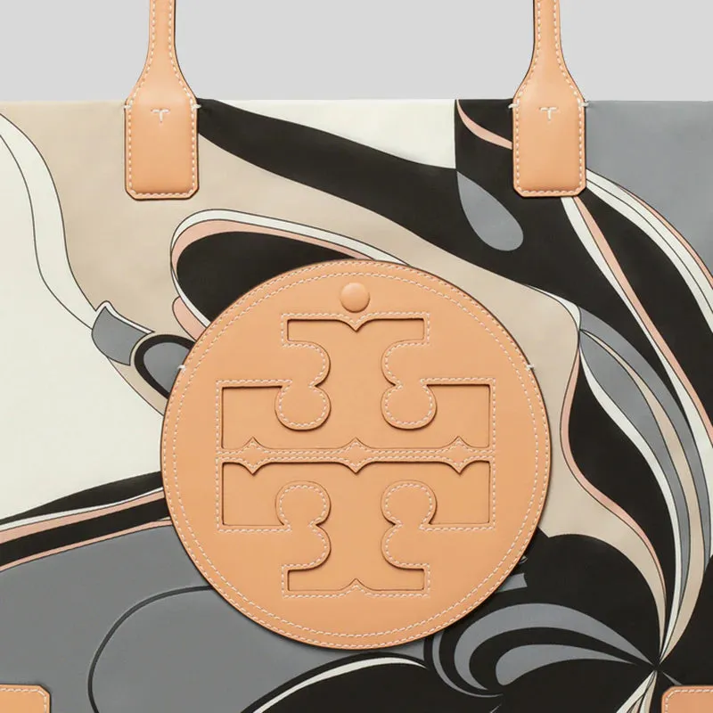 TORY BURCH Ella Tulip Printed Tote Bag Natural Multi RB-88237