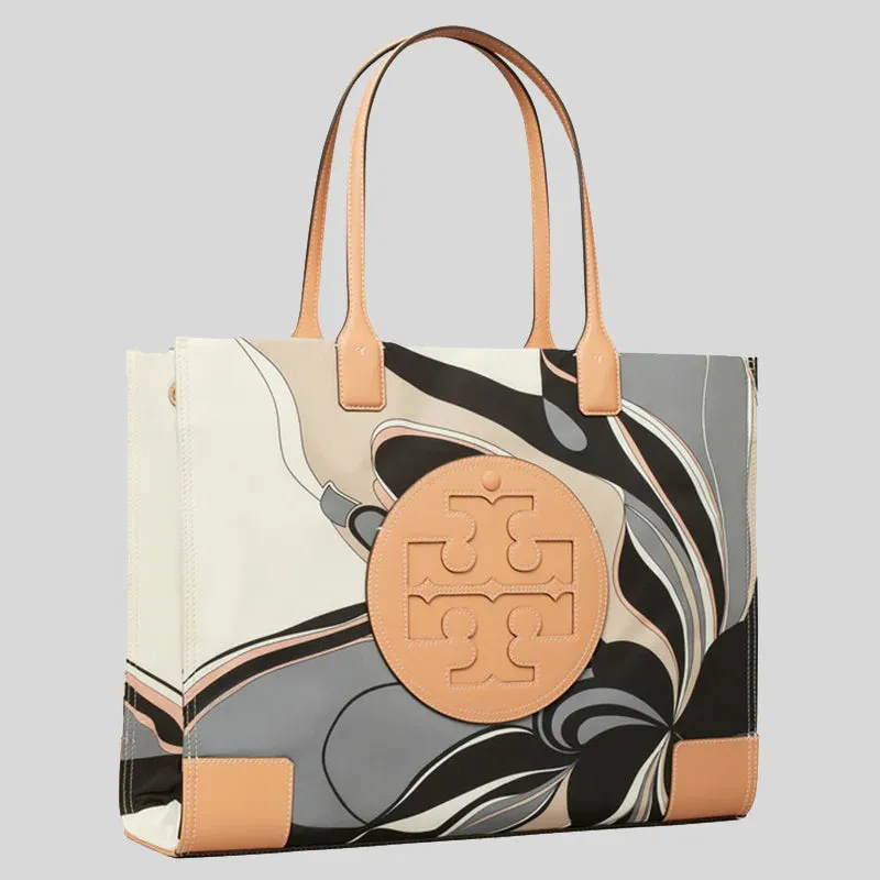 TORY BURCH Ella Tulip Printed Tote Bag Natural Multi RB-88237