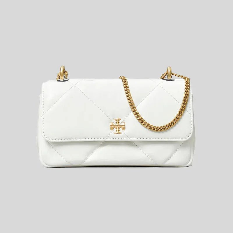 TORY BURCH Mini Kira Diamond Quilt Flap Bag Blanc RS-154710