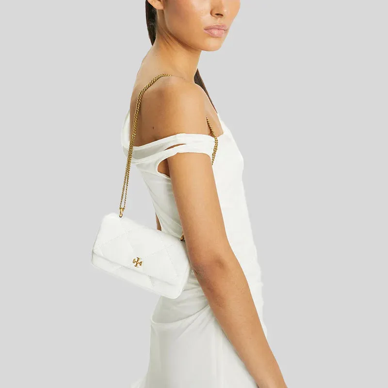 TORY BURCH Mini Kira Diamond Quilt Flap Bag Blanc RS-154710