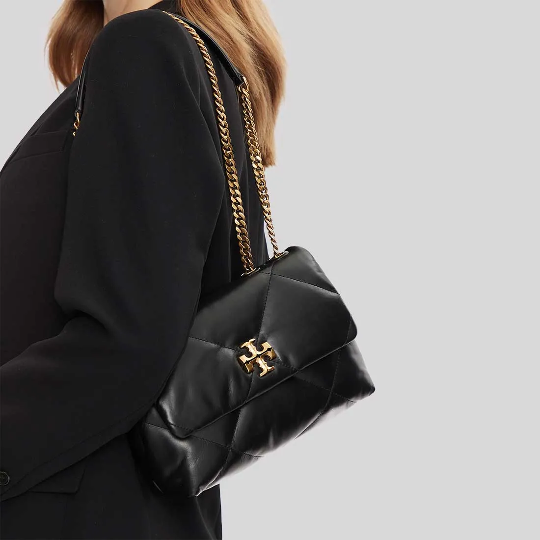 TORY BURCH Small Kira Diamond Quilt Convertible Shoulder Bag Black RB-154706