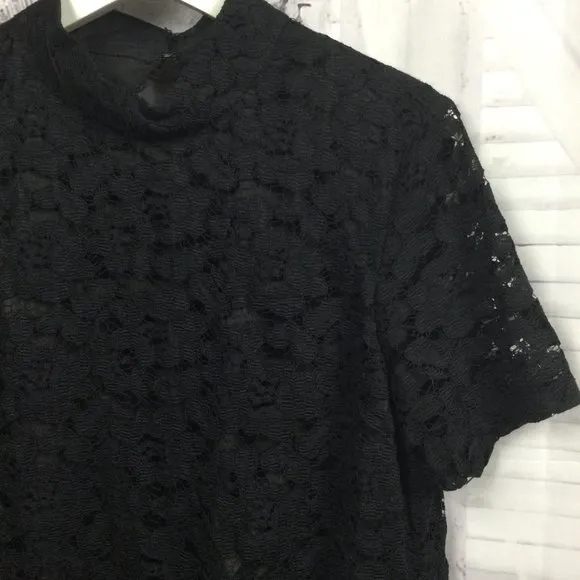 Trina Turk Black Lace Midi Dress L