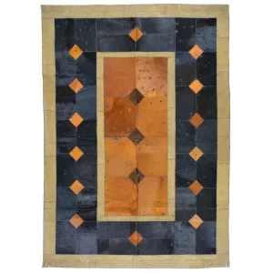 Turkish Cowhide Patchwork Hand Stitched Rug (Size 5.7 X 7.8) Cwral-7173