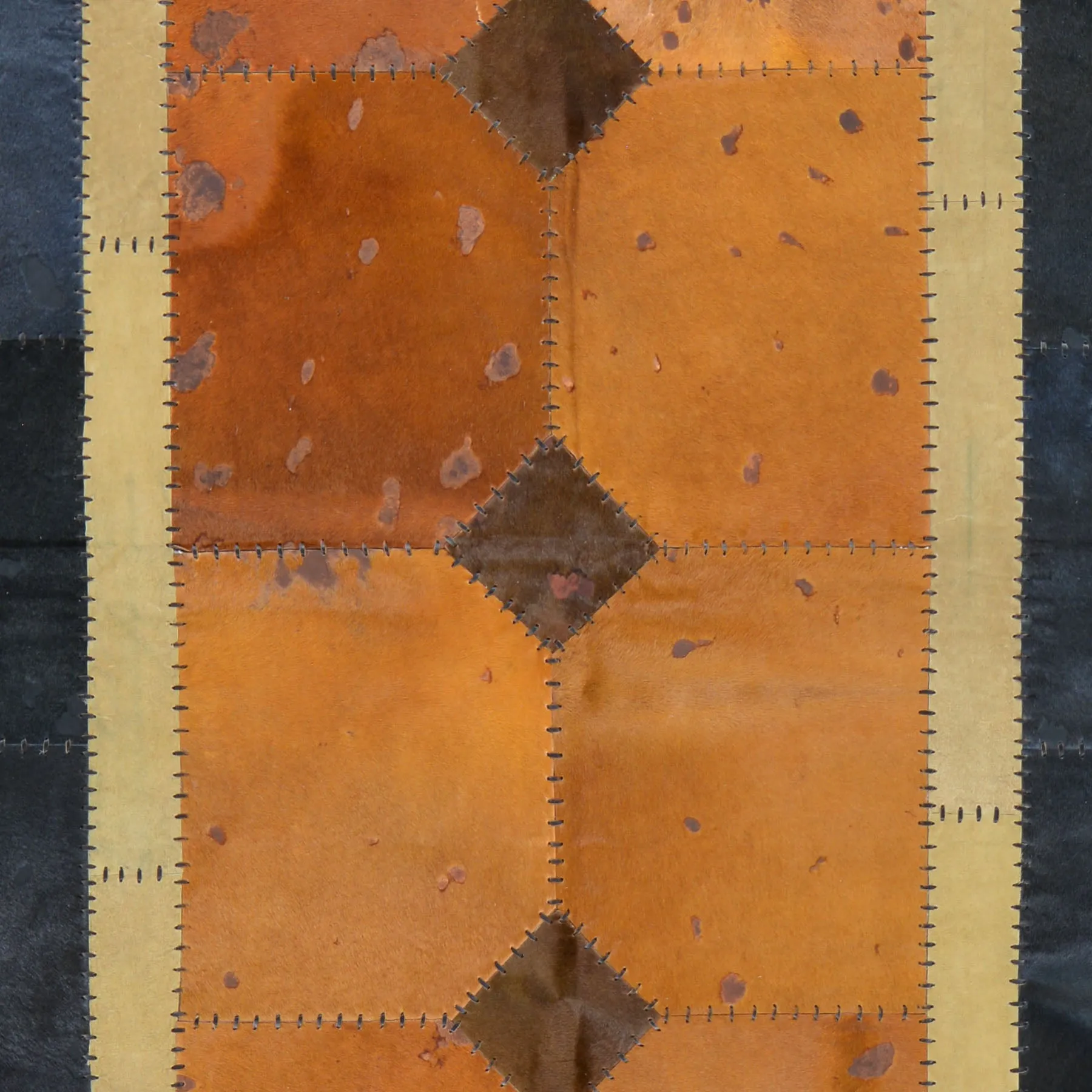Turkish Cowhide Patchwork Hand Stitched Rug (Size 5.7 X 7.8) Cwral-7173