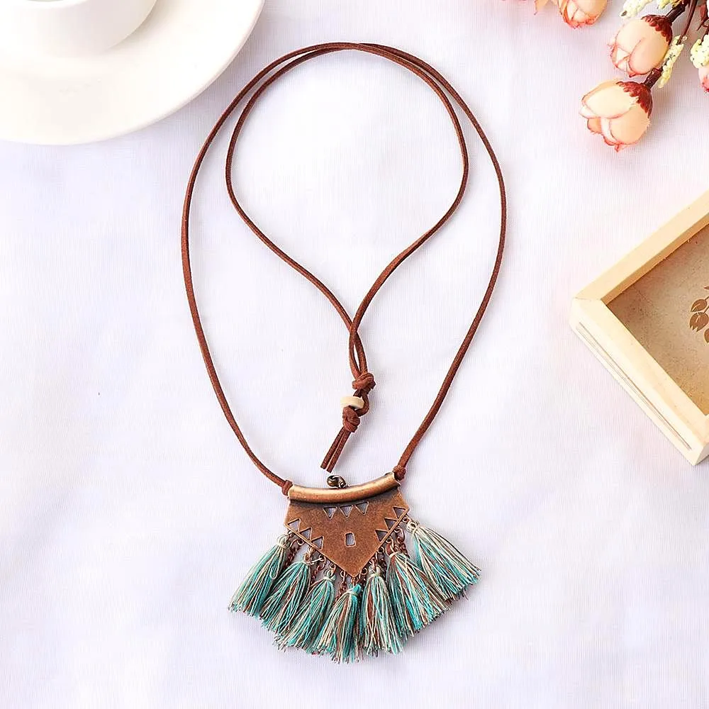 Turquoise Tassel Choker Necklace