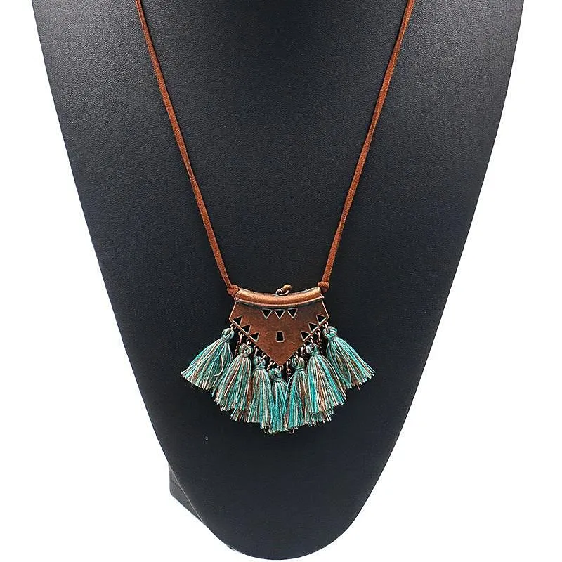 Turquoise Tassel Choker Necklace