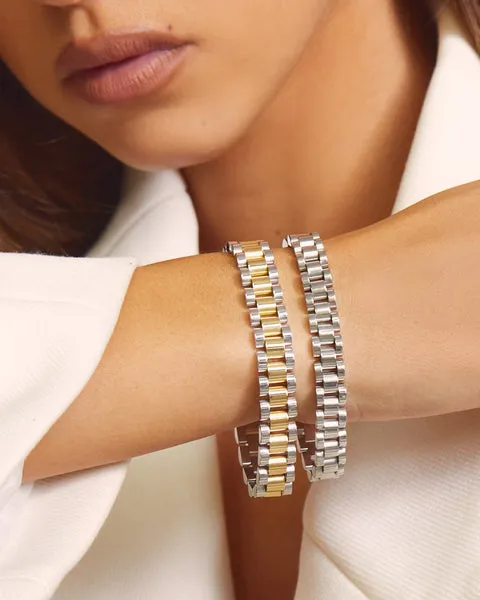 TWO-TONED TIMEPIECE BRACELET