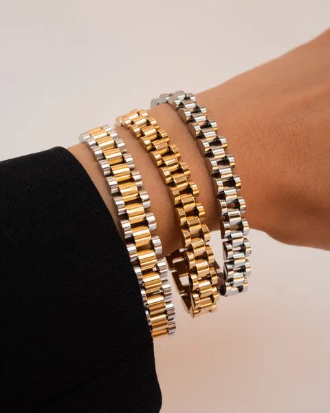 TWO-TONED TIMEPIECE BRACELET