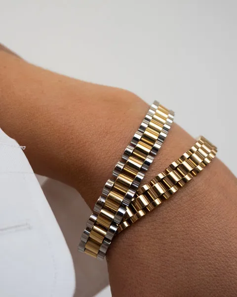 TWO-TONED TIMEPIECE BRACELET