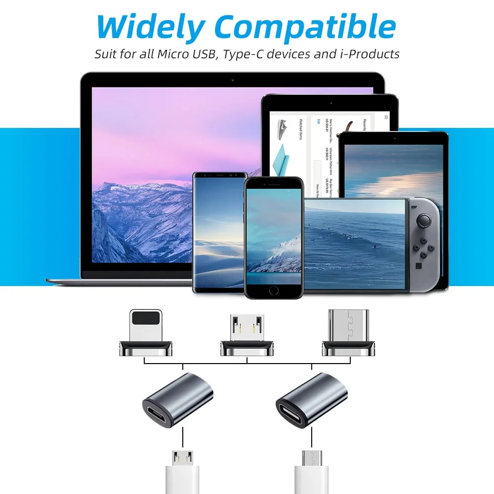 Type C Micro USB Convert Magnetic Adapter USB Cable Magnetic Charger Connector Usbc 3 in 1 Charging Converter For iPhone Samsung