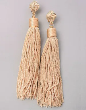 Unicorn Tears Fringe Tassel Earrings in Beige