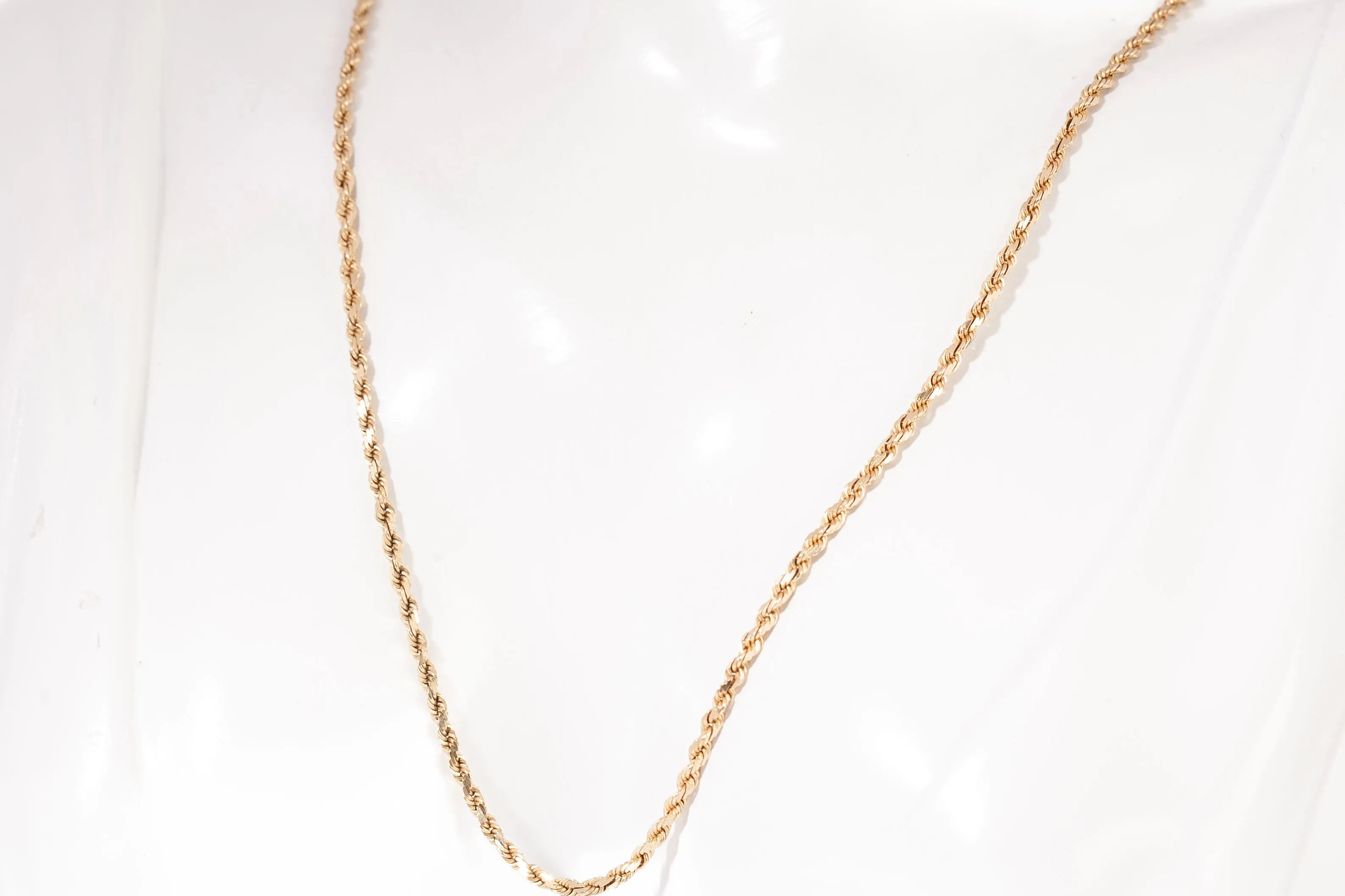 Unisex 14k Yellow Gold Rope Style Chain