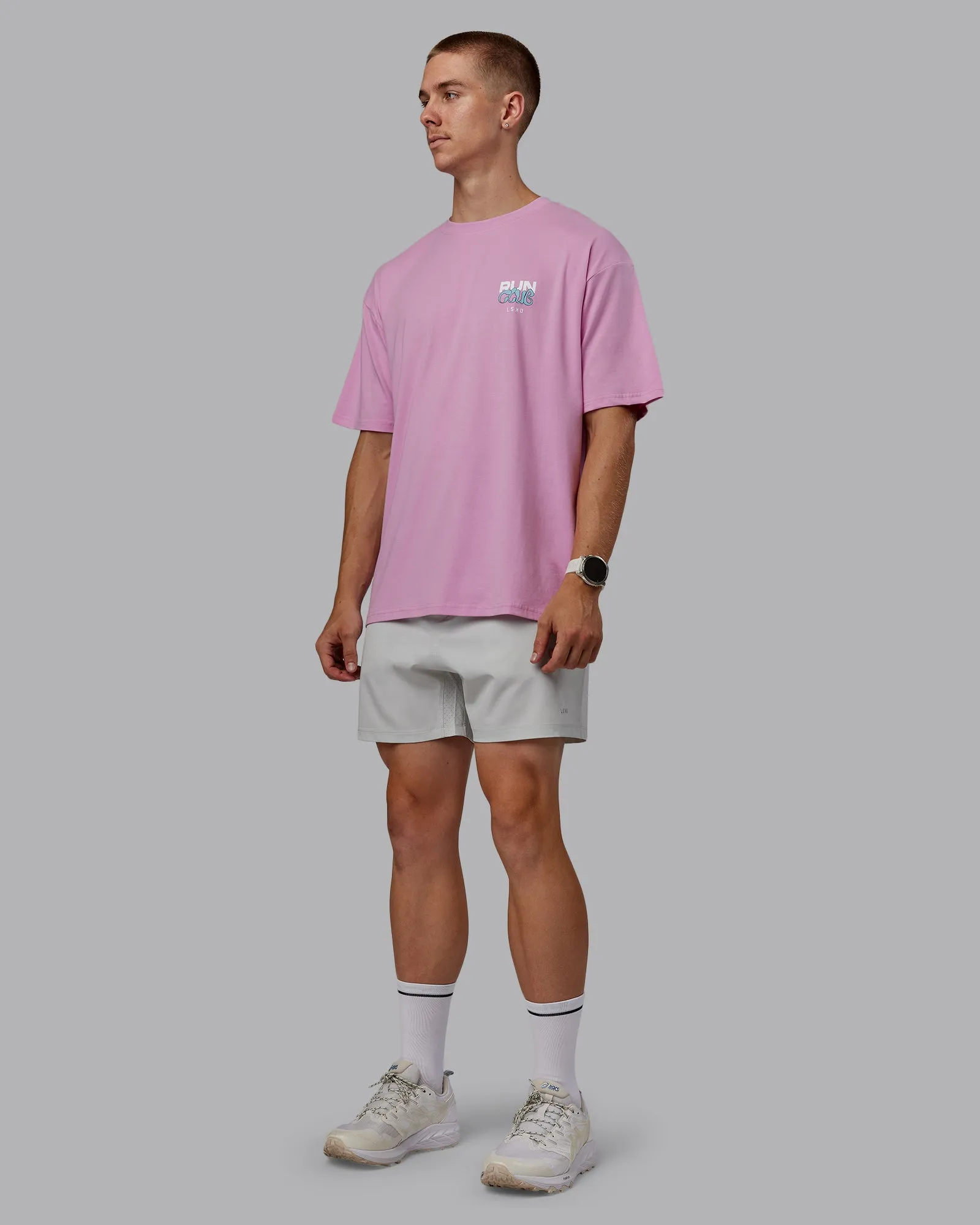 Unisex Gone Running FLXCotton Tee Oversize - Bubblegum-Sky Blue