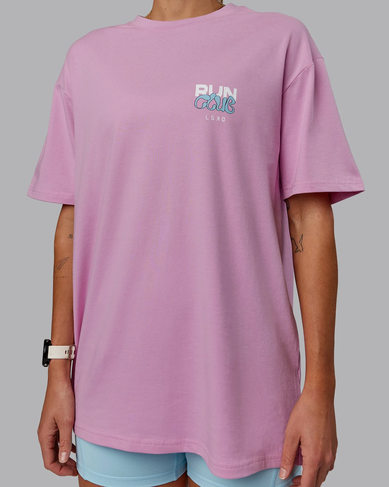 Unisex Gone Running FLXCotton Tee Oversize - Bubblegum-Sky Blue