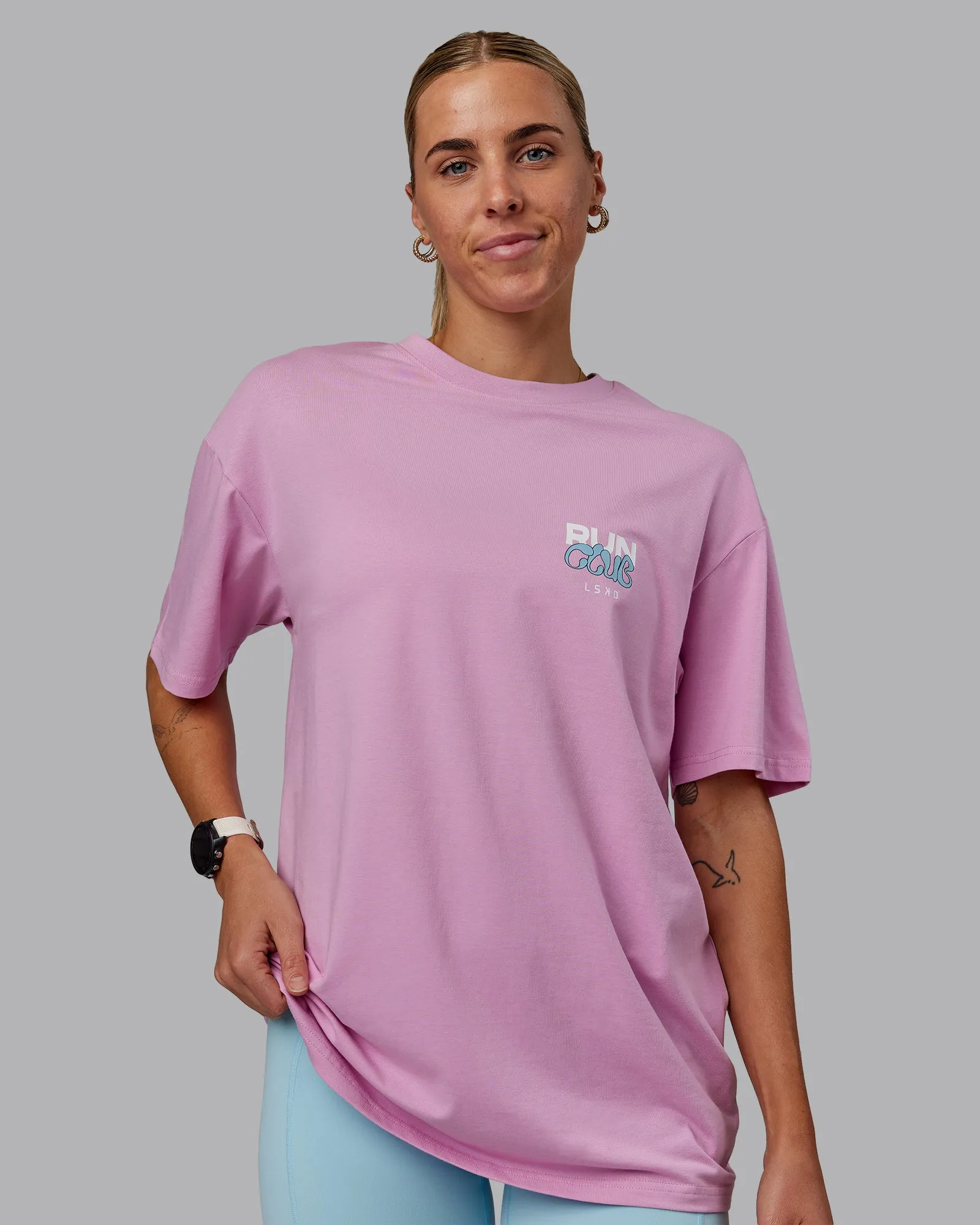 Unisex Gone Running FLXCotton Tee Oversize - Bubblegum-Sky Blue